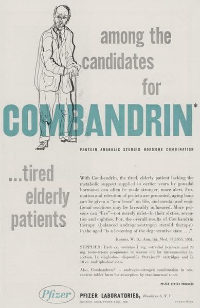 Vintage Pfizer Combandrin protein anabolic steroid hormone advertisement